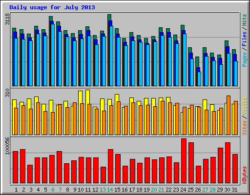 Daily usage for July 2013