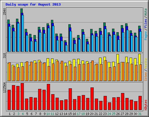 Daily usage for August 2013