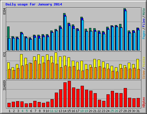 Daily usage for January 2014