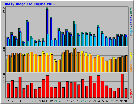 Daily usage for August 2016
