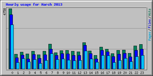 Hourly usage for March 2013