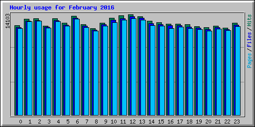 Hourly usage for February 2016